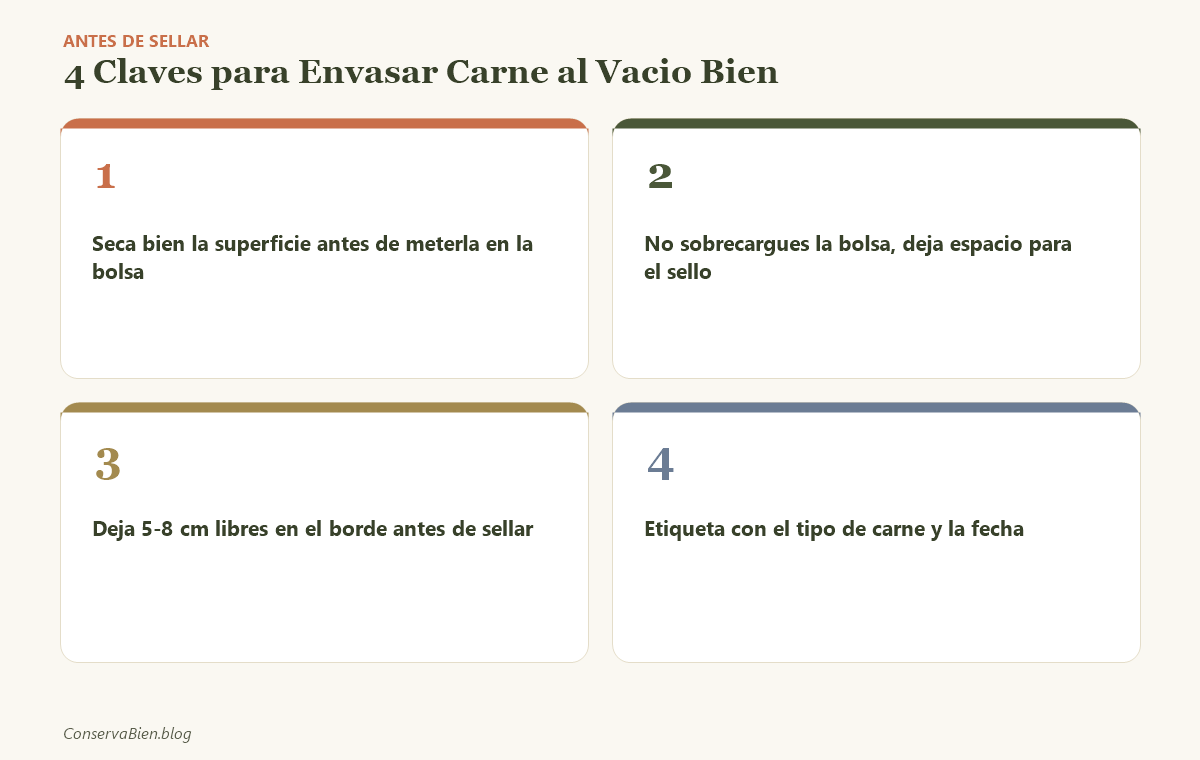 4 claves para envasar carne al vacio correctamente