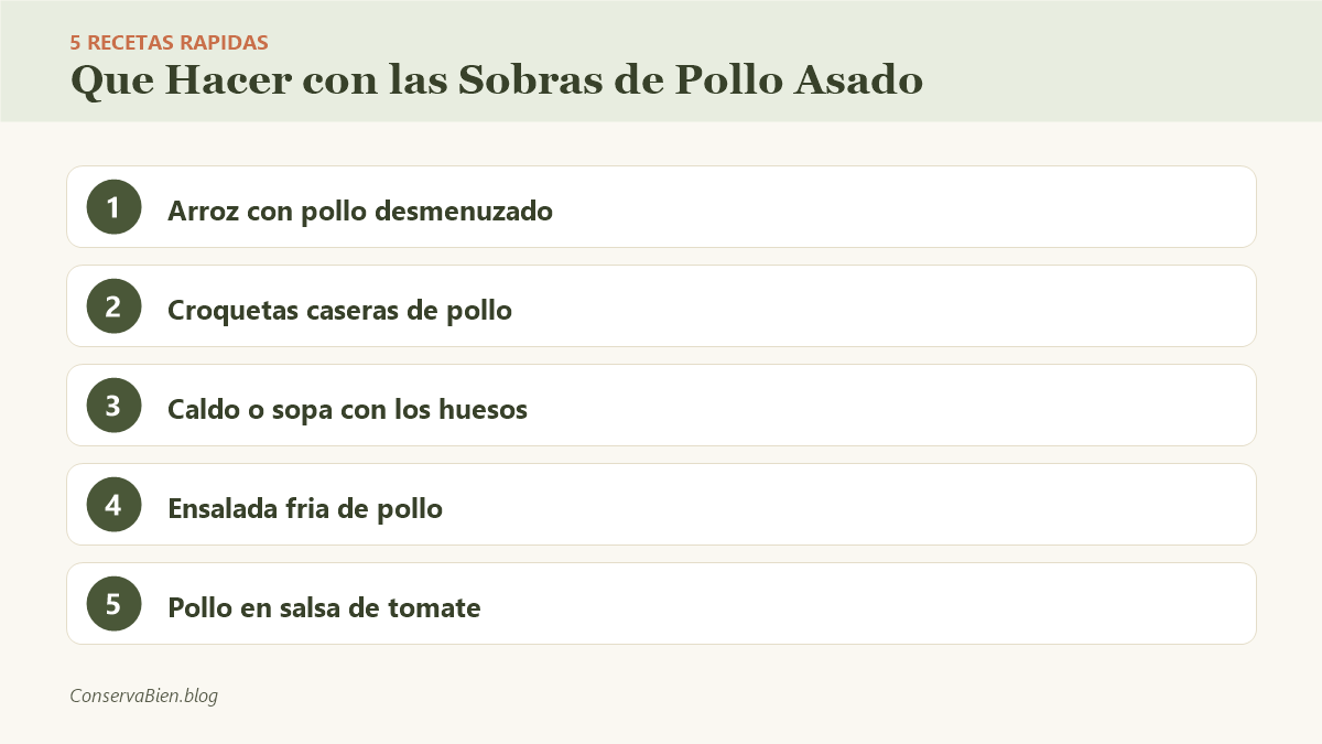 Infografia: 5 recetas para aprovechar las sobras de pollo asado