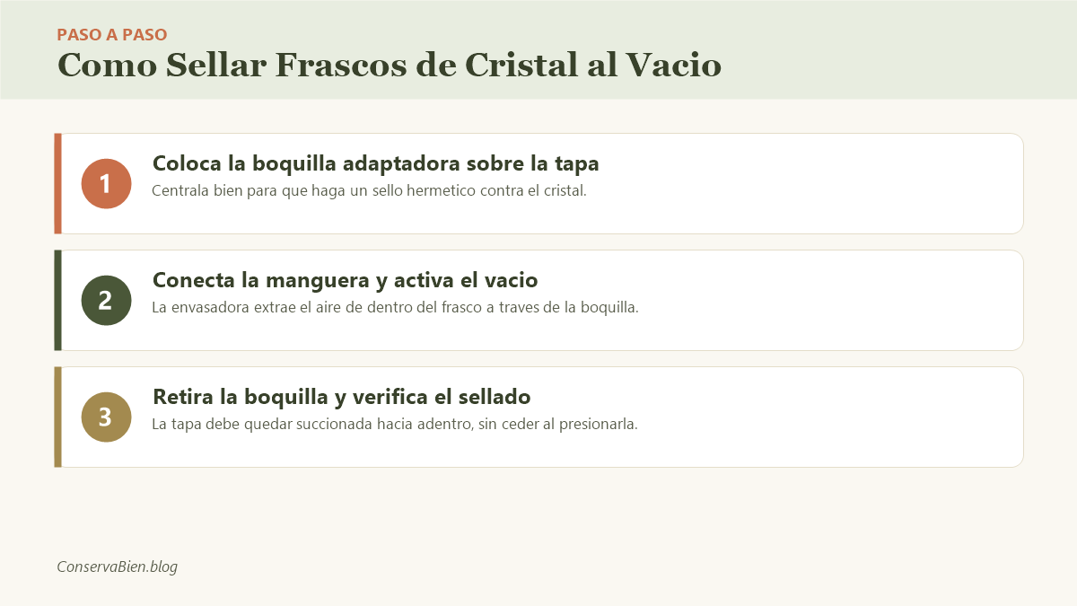3 pasos para sellar frascos de cristal al vacio