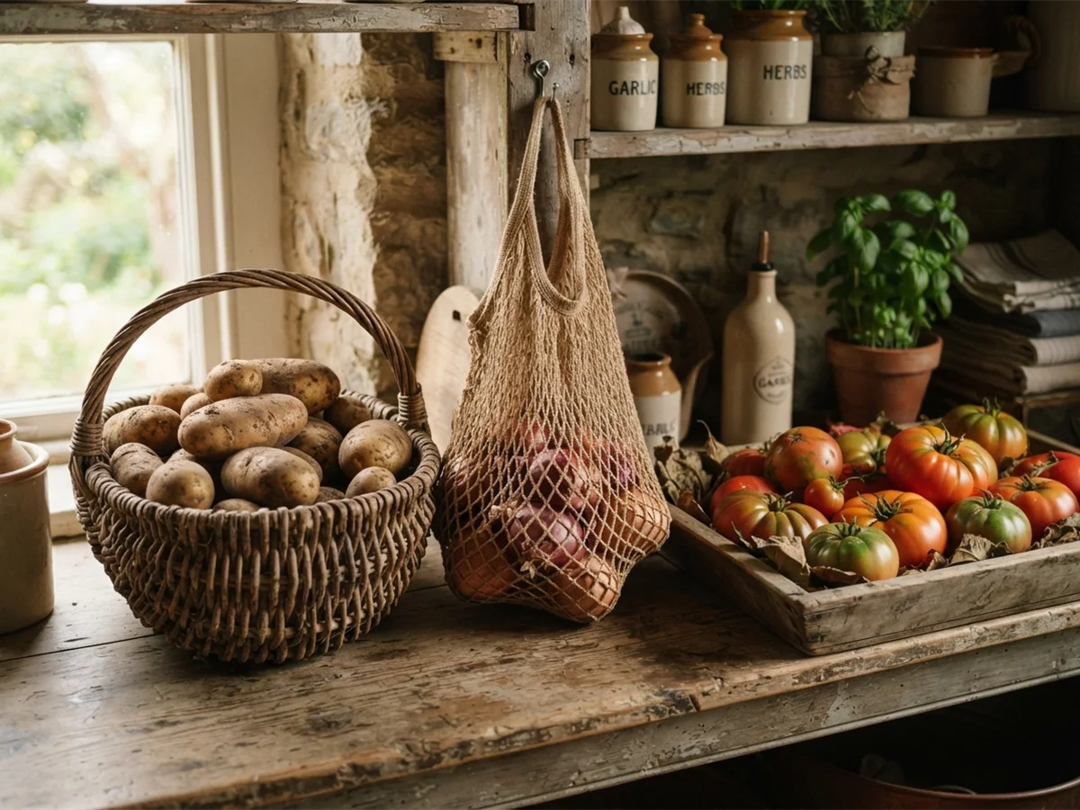 Verduras conservadas sin frigorifico en despensa - cabecera