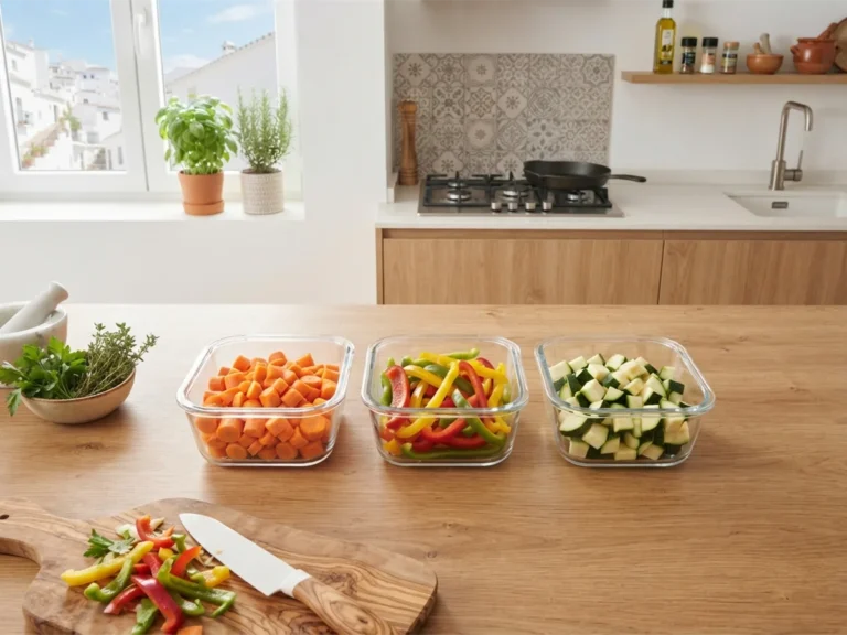 Verduras cortadas conservadas en recipientes - cabecera