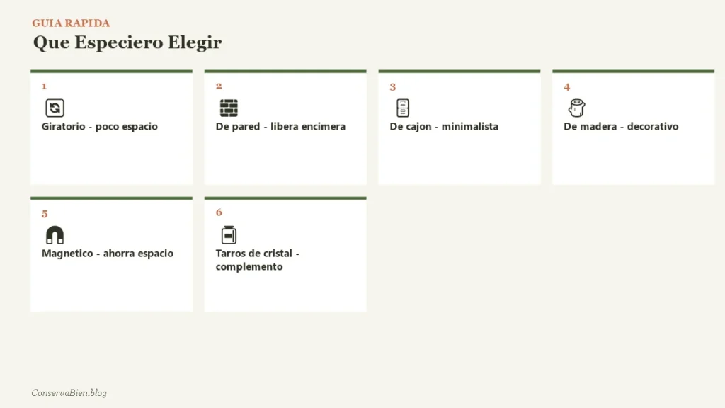 Guia rapida que especiero elegir