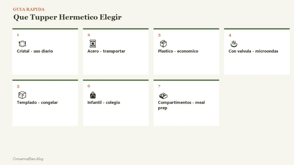 Guia rapida que tupper hermetico elegir